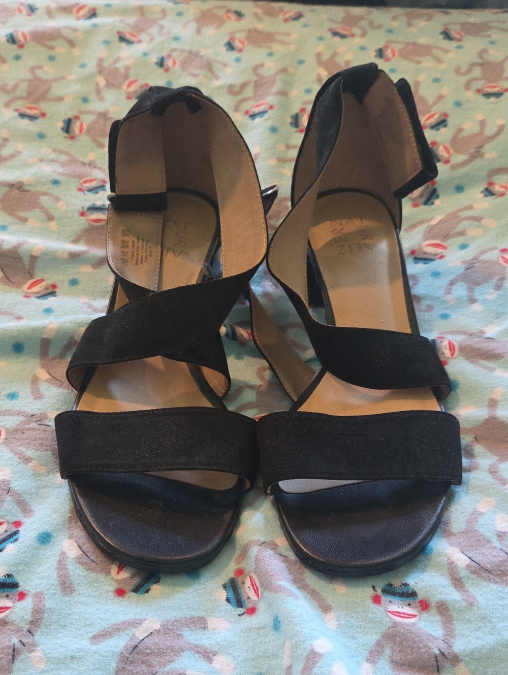 Naturalizer Black Women's Strappy Ankle-Wrap Sandals